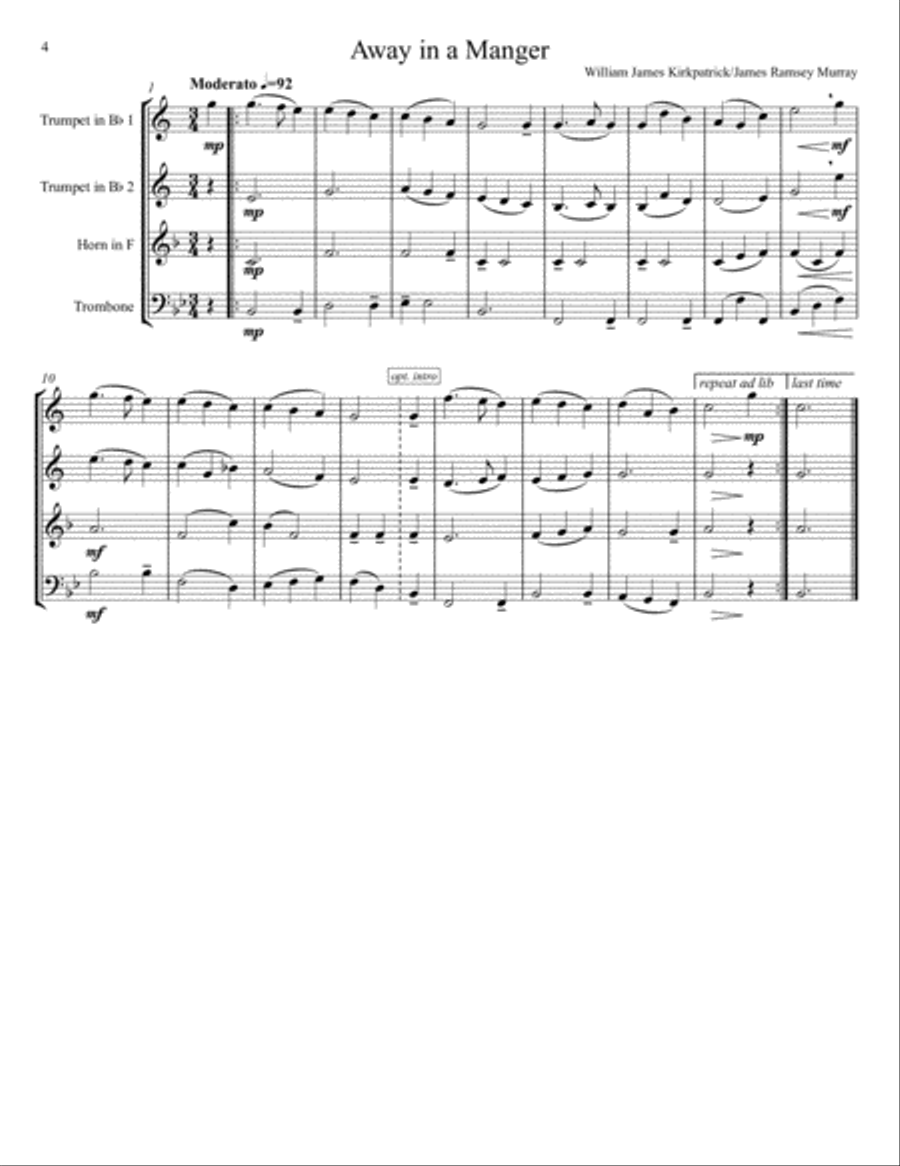 Twenty Christmas Carols for Brass Quartet Brass Quartet scores gallery preview page 4