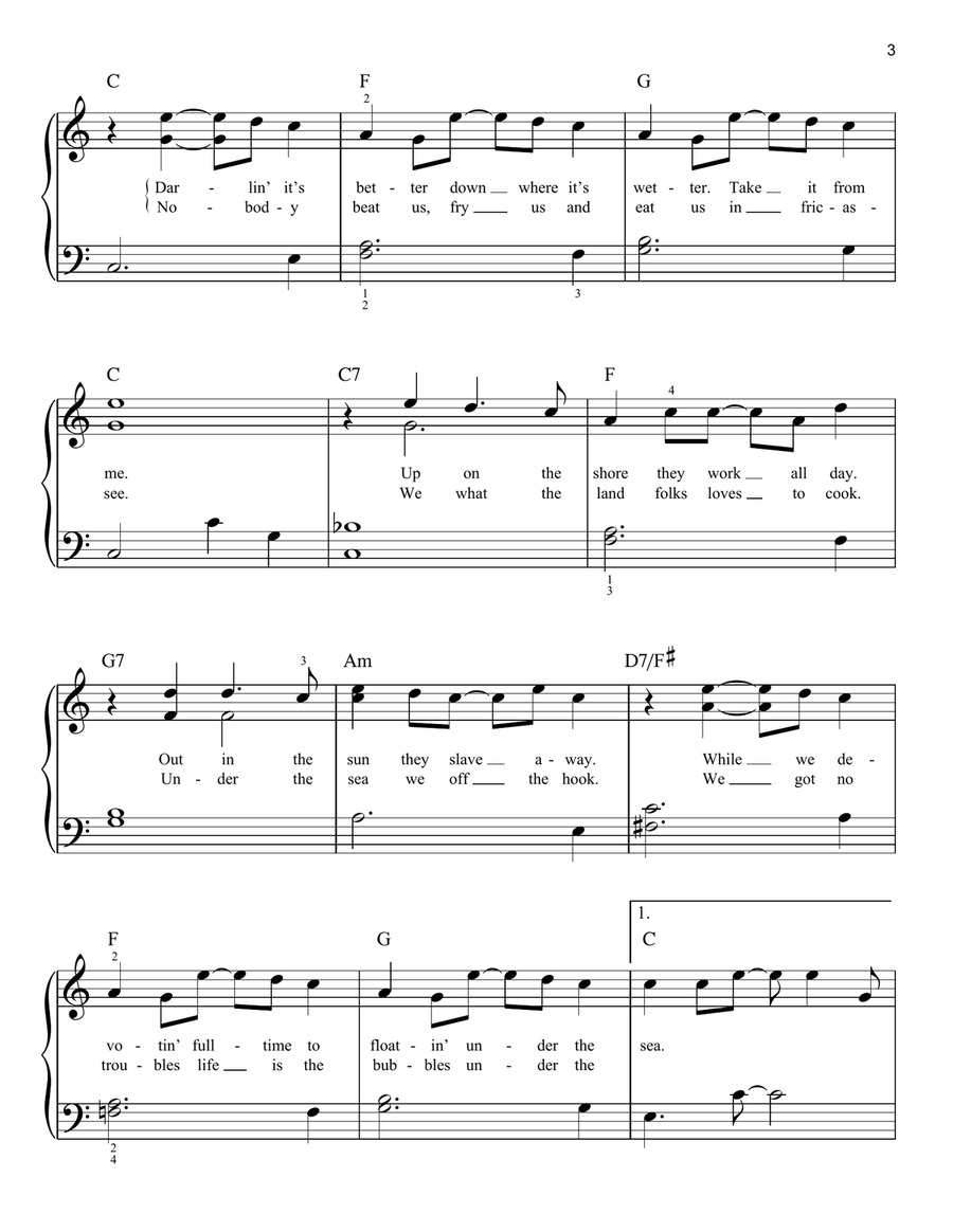 Under The Sea (from The Little Mermaid) Easy Piano scores gallery preview page 3