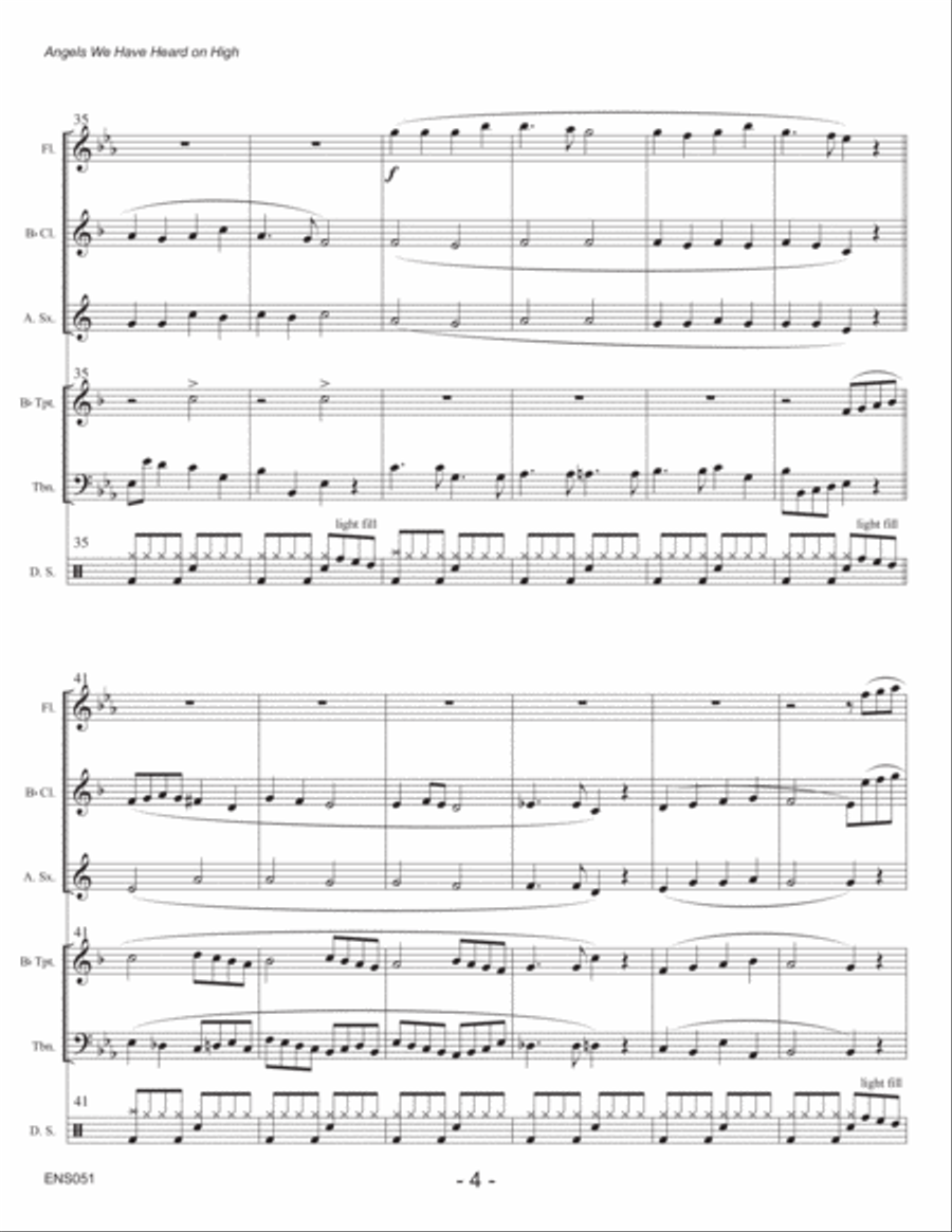ANGELS WE HAVE HEARD ON HIGH - MIXED ENSEMBLE with optional Piano Large Ensemble scores gallery preview page 4