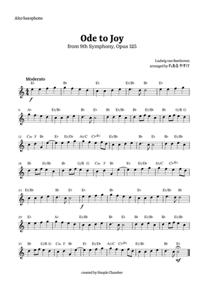 Ode to Joy for Alto Saxophone Solo by Beethoven Opus 125