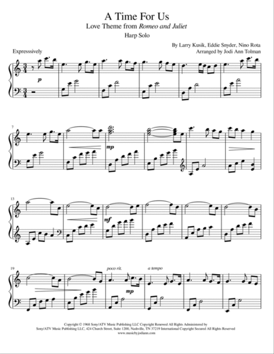 A Time For Us (love Theme) Celtic Harp scores gallery preview page 2