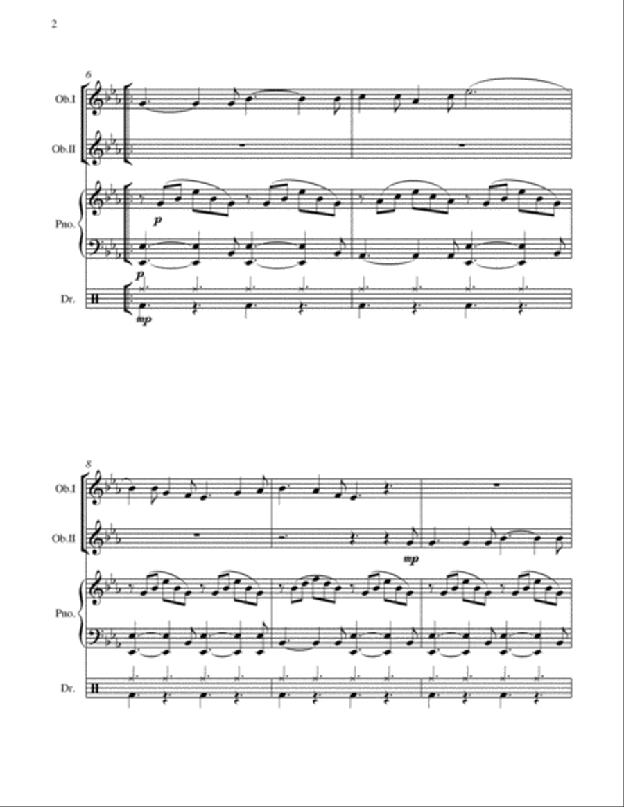 O Holy Night - 2 Oboes, Piano and Optional Drum Set - Intermediate Level image number null