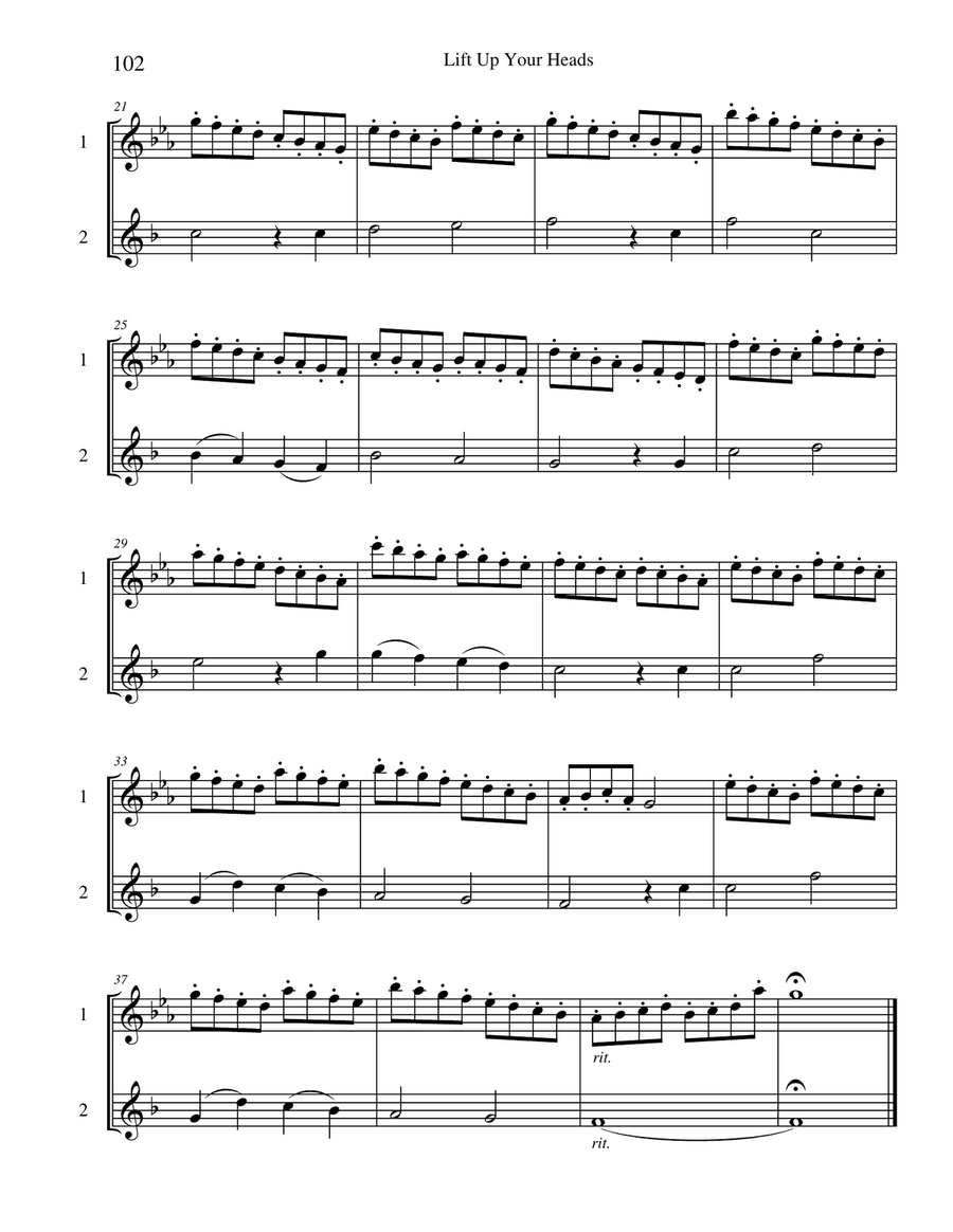 Ten Selected Hymns for the Performing Duet, Vol. 6 - flute and trumpet Flute scores gallery preview page 2