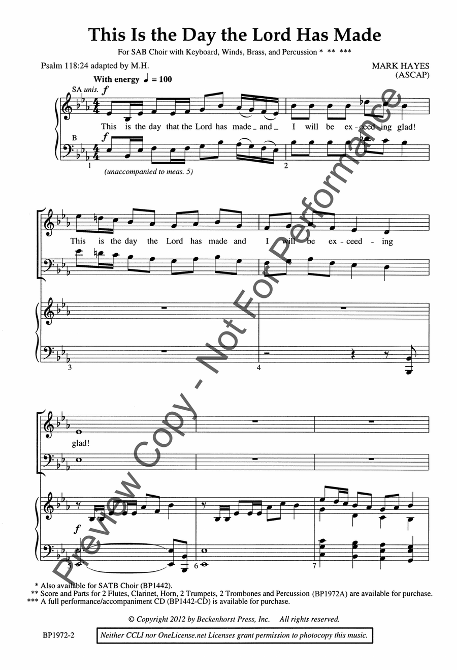 This is the Day the Lord Has Made - SAB 3-Part scores gallery preview page 3