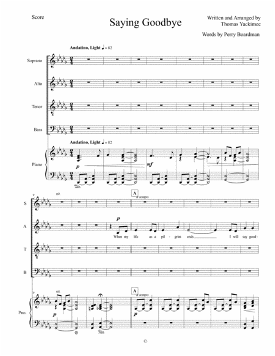 Saying Goodbye Saying Goodbye 4-Part scores gallery preview page 1