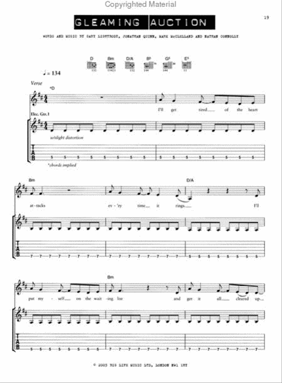 Snow Patrol -- Final Straw Guitar Tablature scores gallery preview page 4