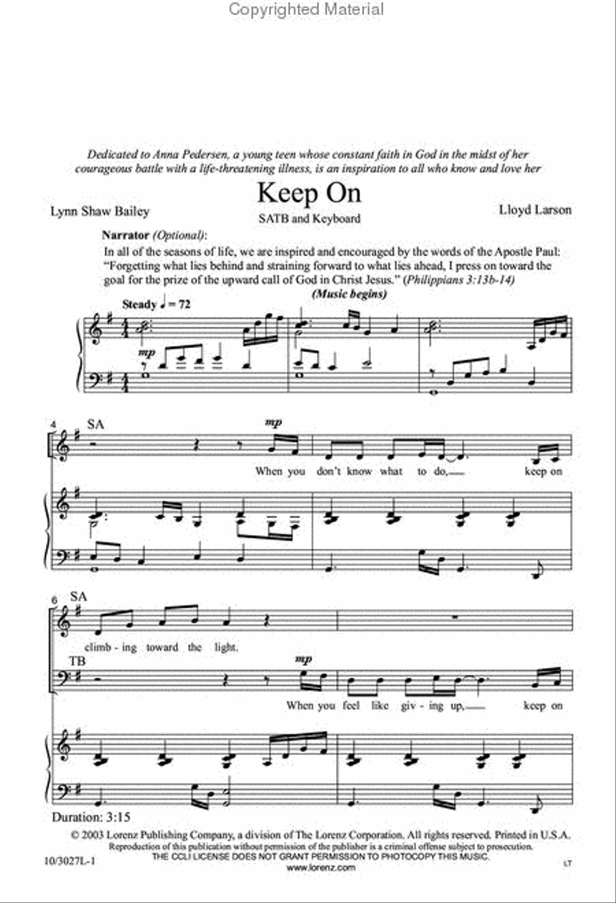 Keep On 4-Part scores gallery preview page 2