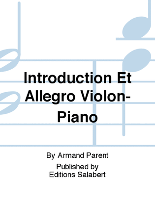 Book cover for Introduction Et Allegro Violon-Piano