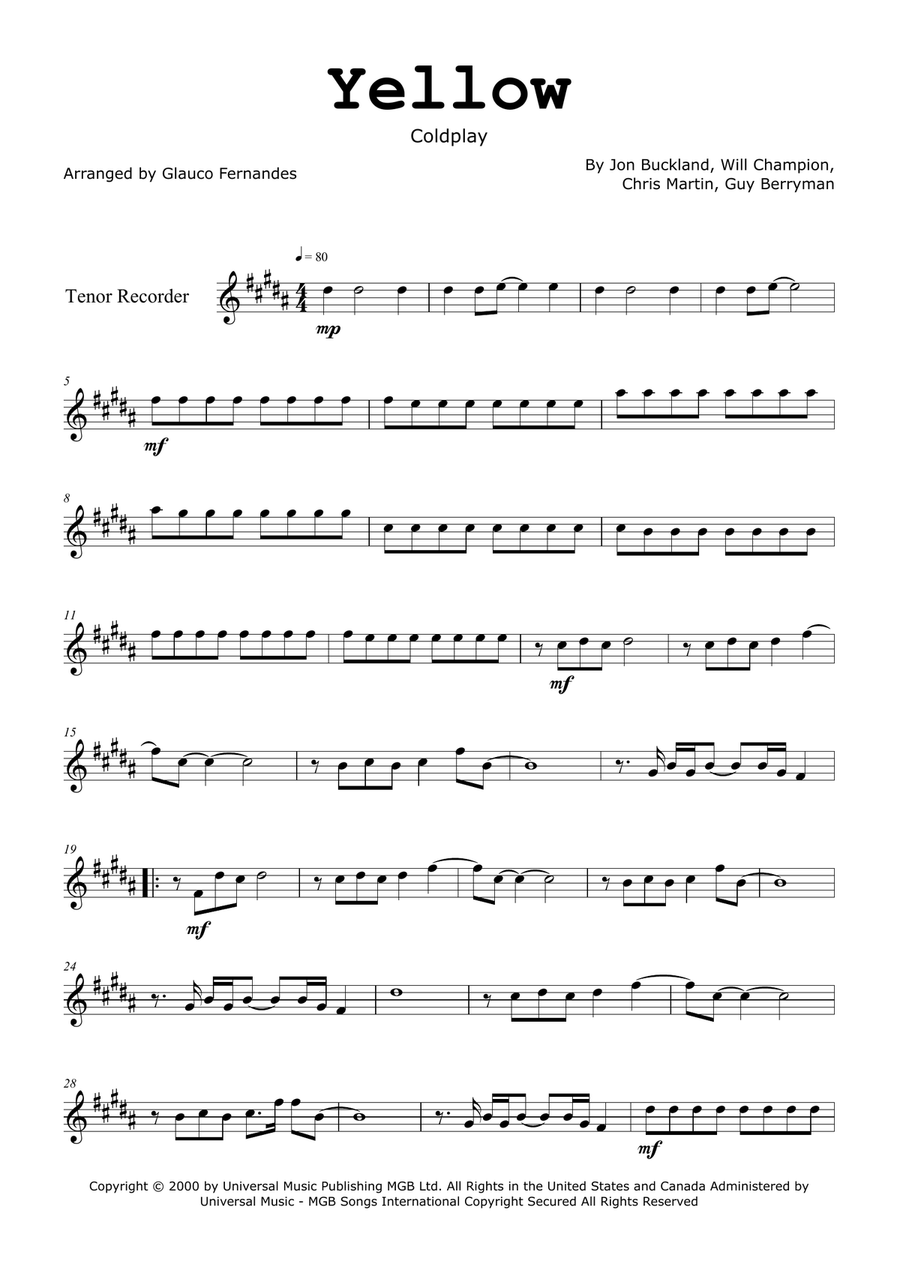 Yellow Chamber Music scores gallery preview page 1