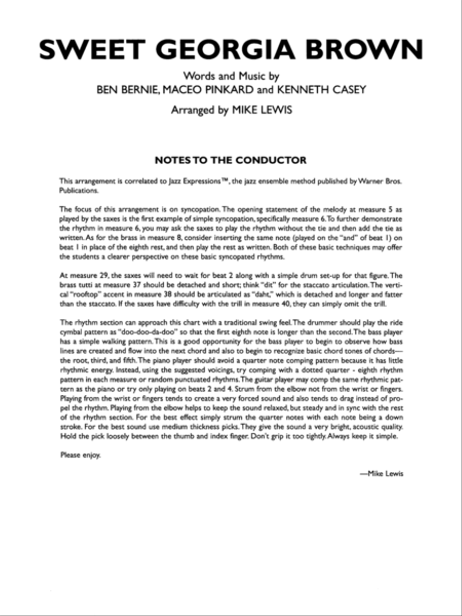 Sweet Georgia Brown Jazz Ensemble scores gallery preview page 3