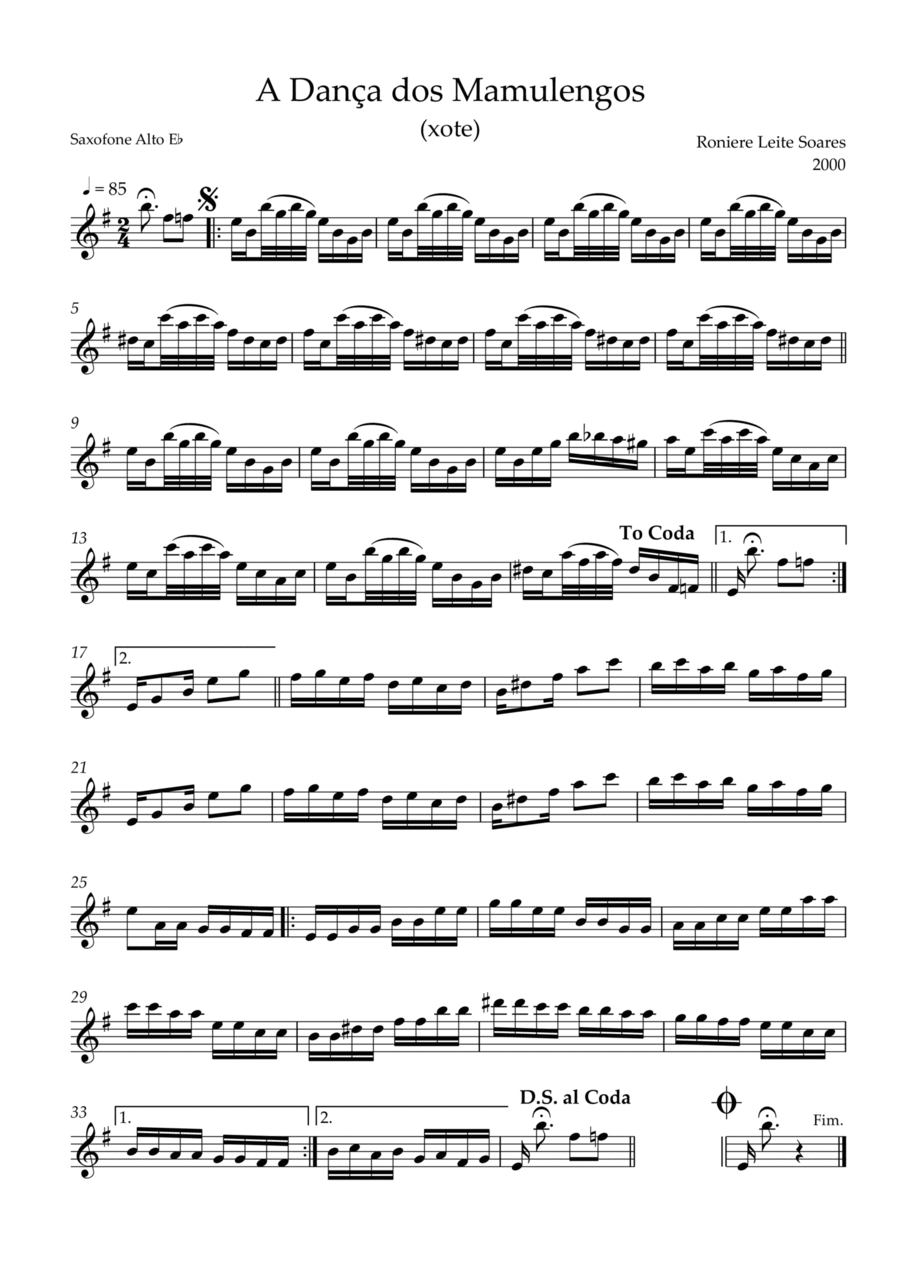 A dança dos mamulengos Alto Saxophone scores gallery preview page 1