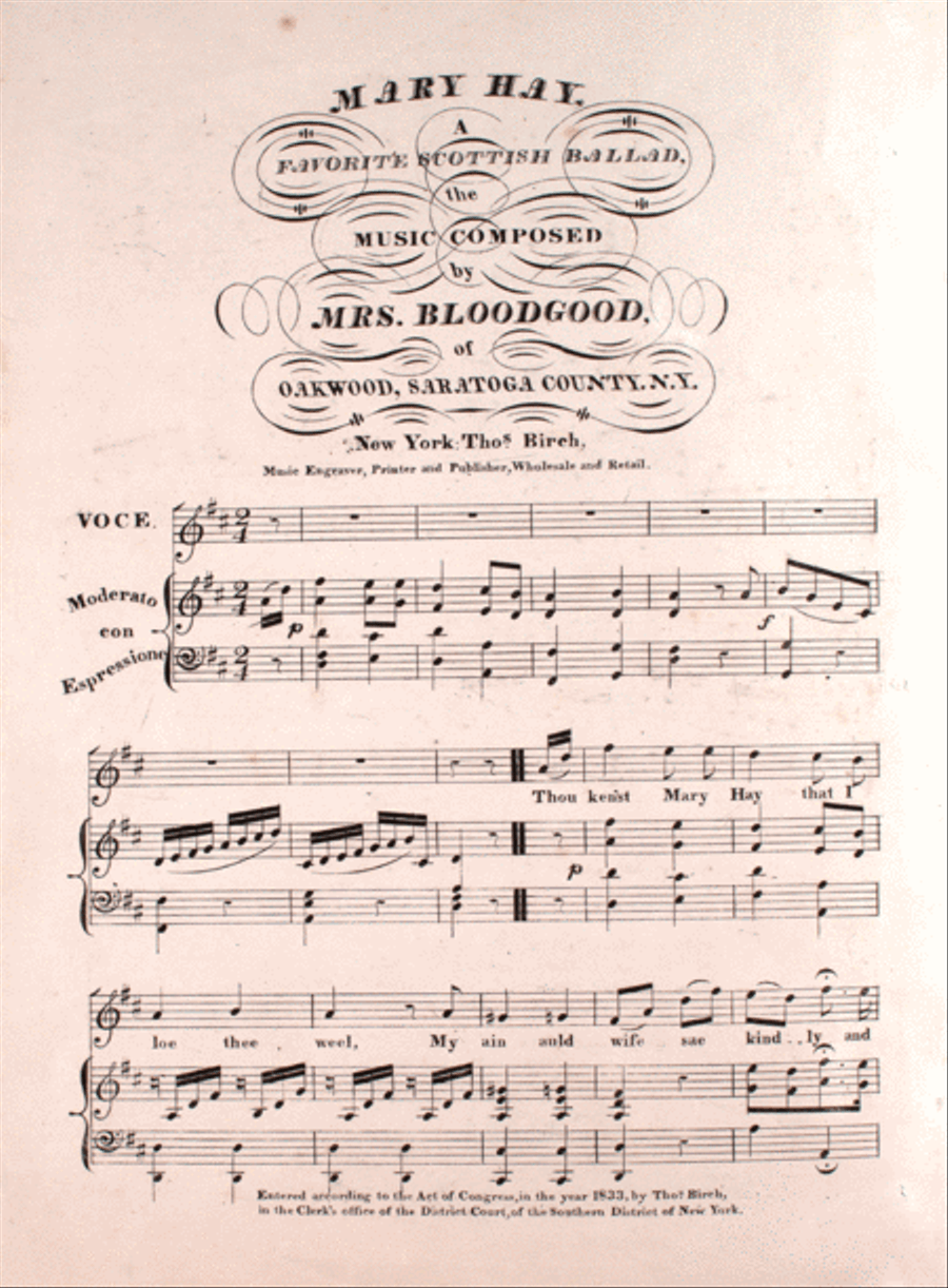 Mary Hay. A Favorite Scottish Ballad Voice scores gallery preview page 1