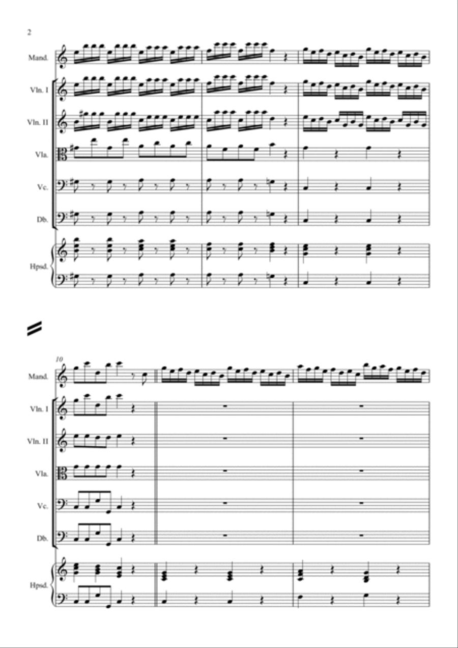 Concerto in DO Maggiore per Mandolino, Archi e Cembalo Small Ensemble scores gallery preview page 2