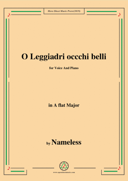 Nameless-O Leggiadri occchi belli,in A flat Major,for Voice and Piano image number null