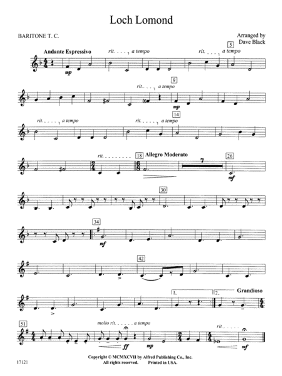 Loch Lomond: Baritone T.C. Concert Band scores gallery preview page 1