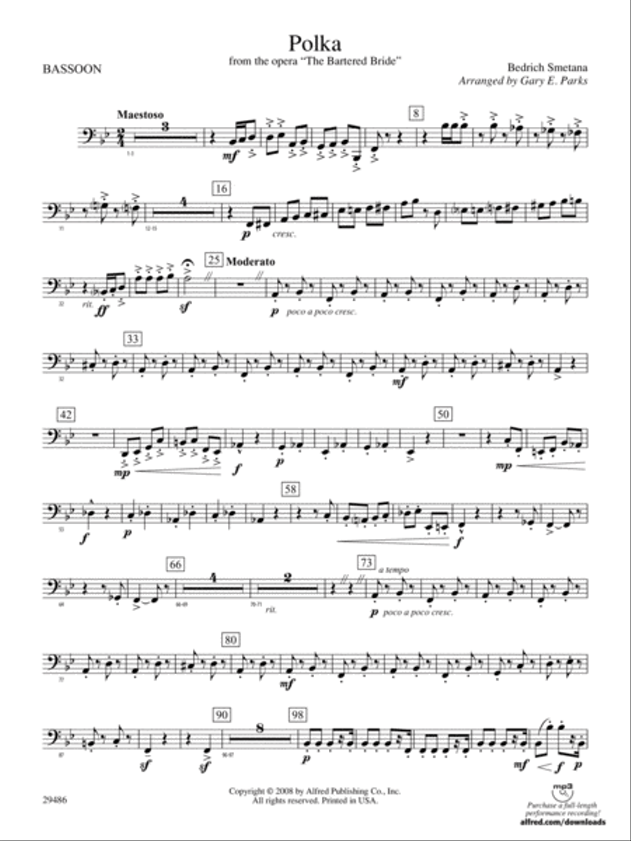 Polka from The Bartered Bride: Bassoon Concert Band scores gallery preview page 1