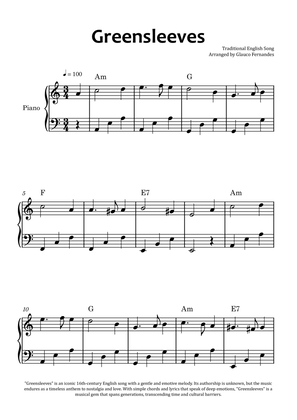 Greensleeves - Easy Piano with Chord Charts