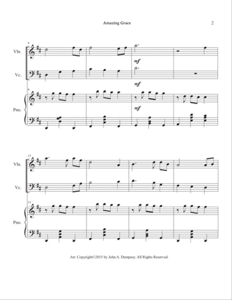 Amazing Grace (Piano Trio): Violin, Cello and Piano Piano Trio scores gallery preview page 6