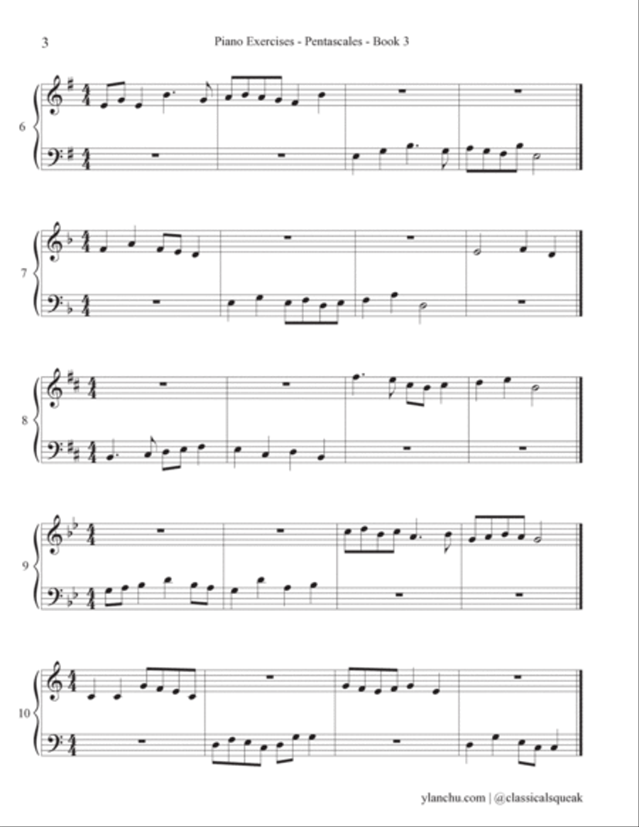 Beginner Sight Reading Pentascale Book 3 - Beginner Piano Exercises (One Hand at a Time) Piano Method scores gallery preview page 4