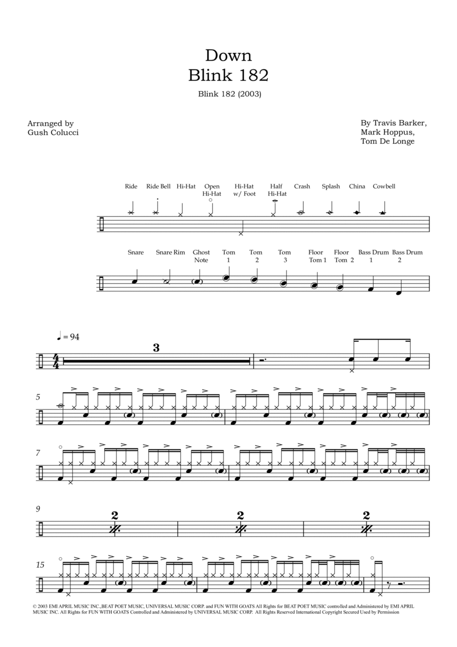 Down Down Drum Set scores gallery preview page 1