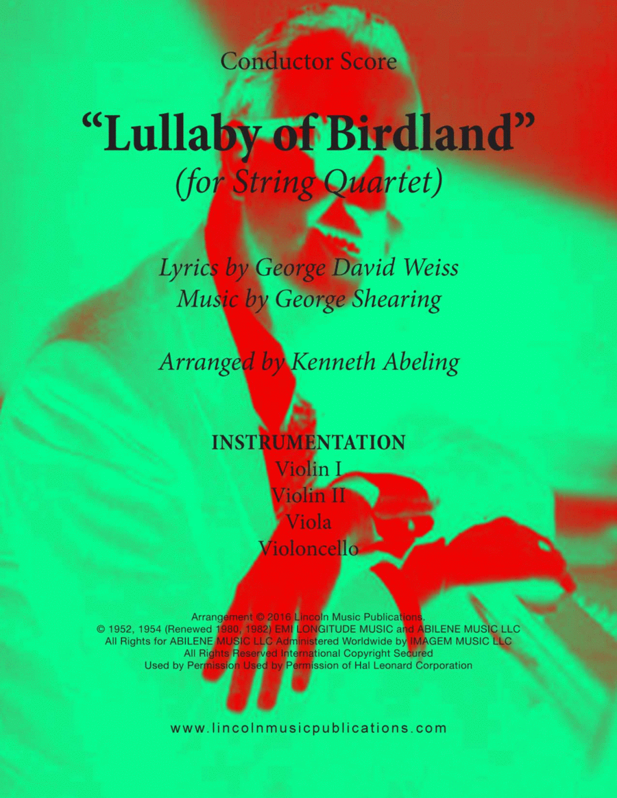 Lullaby Of Birdland String Quartet scores gallery preview page 1