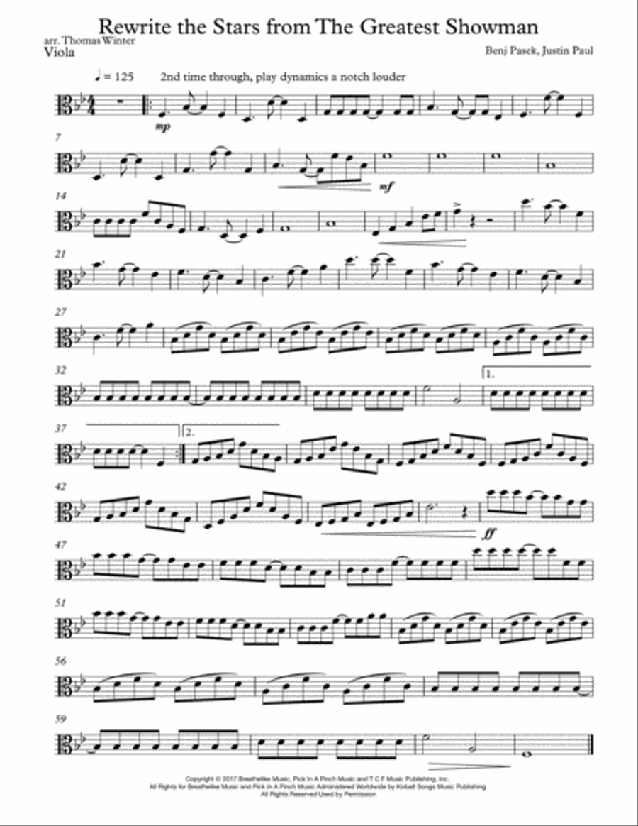 Rewrite The Stars String Quartet scores gallery preview page 3