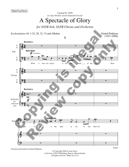 A Spectacle of Glory (Piano/Vocal Score)