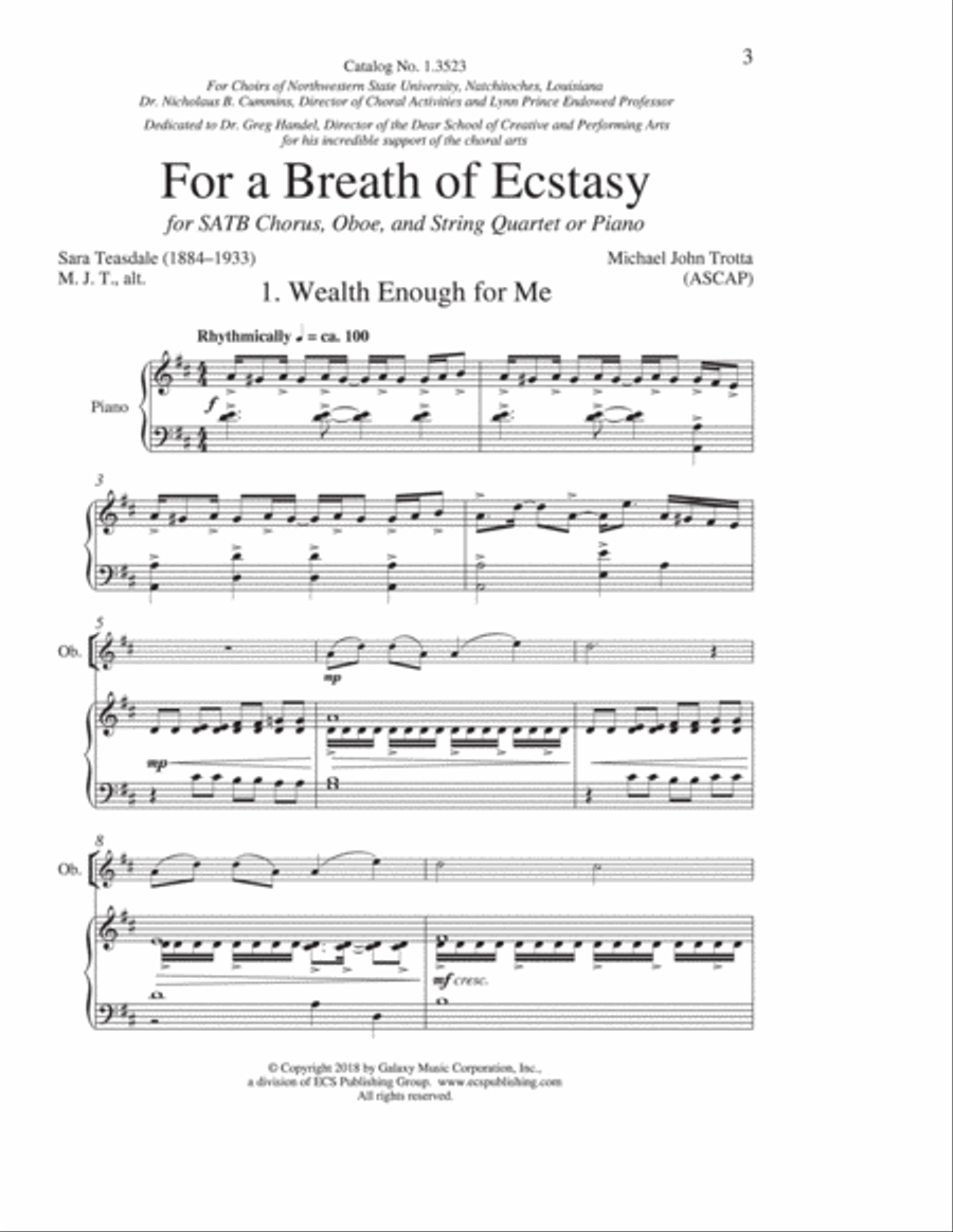 For a Breath of Ecstasy 4-Part scores gallery preview page 3