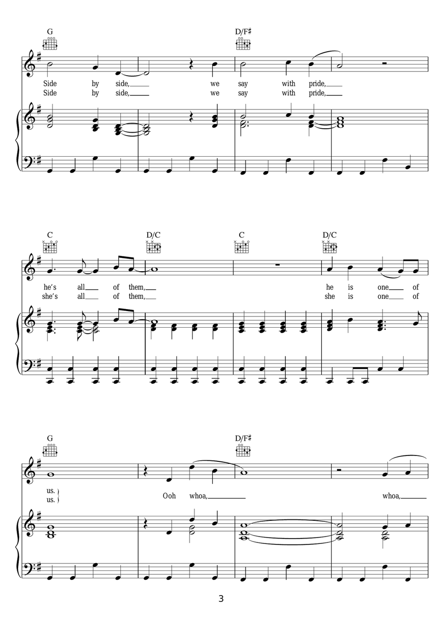 Spirit Of The Anzacs Piano, Vocal, Guitar scores gallery preview page 3