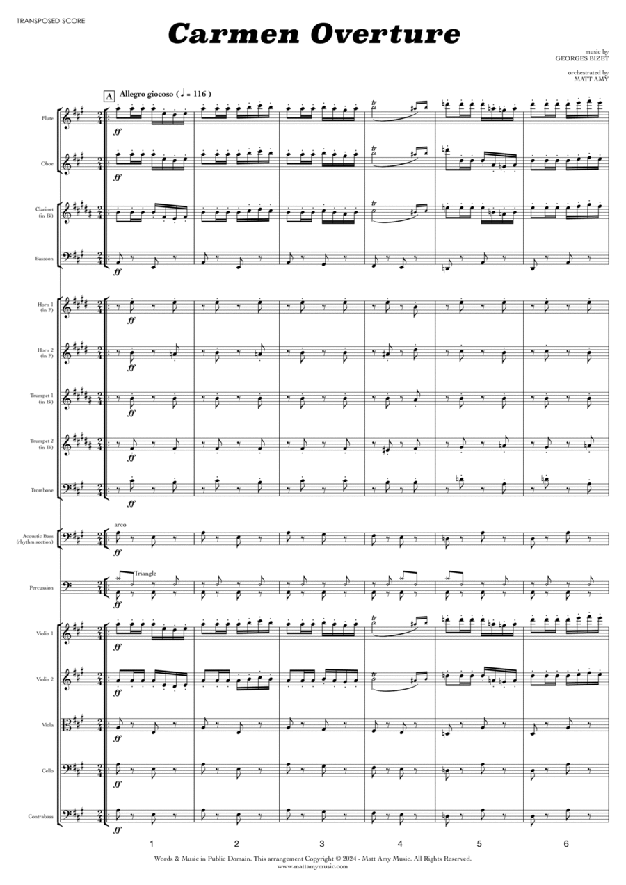 Carmen Overture Full Orchestra scores gallery preview page 1