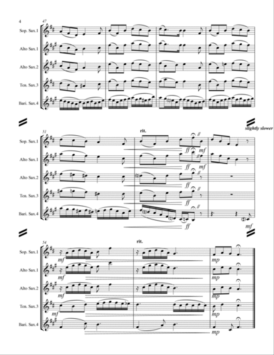 I Wonder As I Wander Saxophone Quartet scores gallery preview page 5