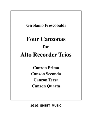 Book cover for Four Frescobaldi Canzonas for Alto Recorder Trio