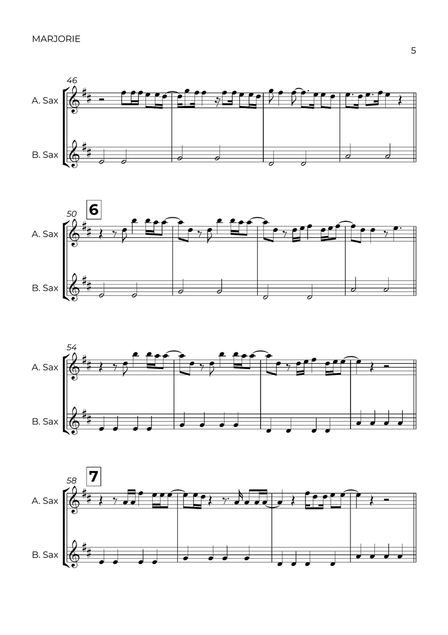 Marjorie Baritone Saxophone scores gallery preview page 5
