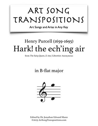 Book cover for PURCELL: Hark! the ech’ing air (transposed to B-flat major)