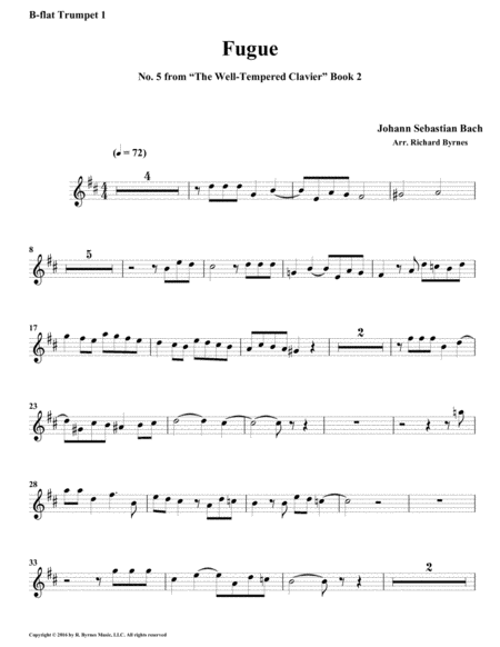 Fugue 05 from Well-Tempered Clavier, Book 2 (Brass Quintet) image number null