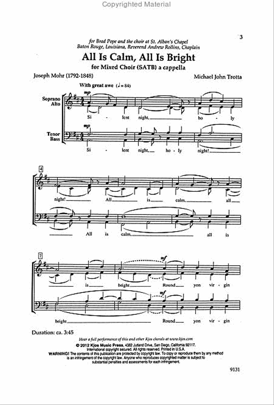 All Is Calm, All Is Bright A Cappella scores gallery preview page 2