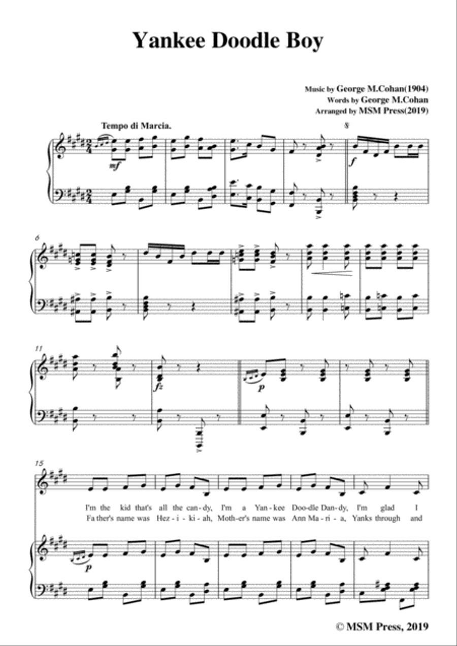 George M. Cohan-Yankee Doodle Boy,in E Major,for Voice&Piano Voice scores gallery preview page 3