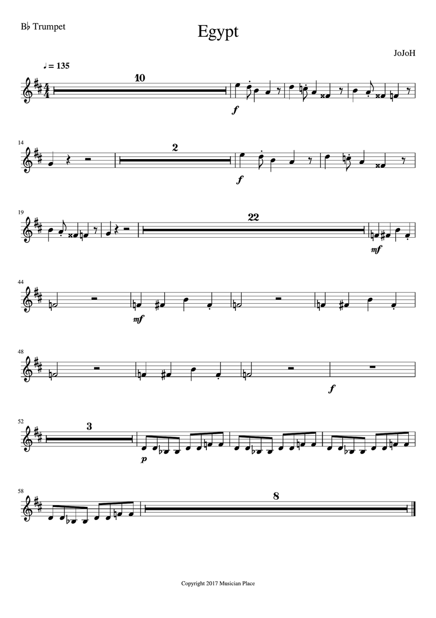 Egypt - Bb Trumpet Concert Band scores gallery preview page 1