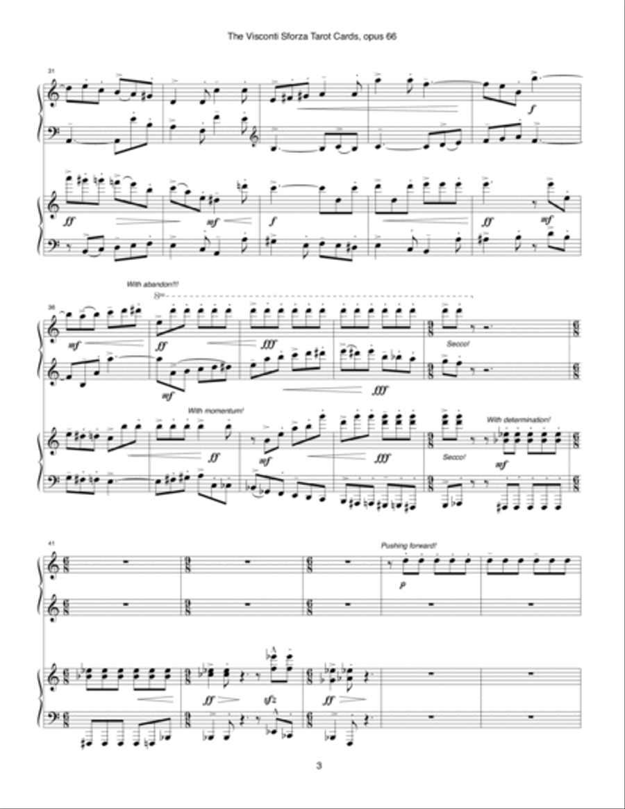 Visconti Sforza Tarot Cards, opus 66 ... Twenty Two Salon Pieces For Two Pianos (1996) 01 Il Matto 2 Pianos, 4-Hands scores gallery preview page 3