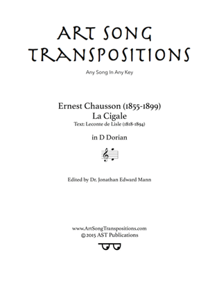 CHAUSSON: La cigale (transposed to D dorian, no sharps or flats)