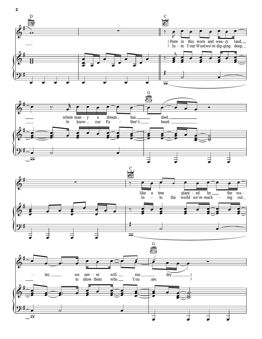 Thrive Piano, Vocal, Guitar scores gallery preview page 2