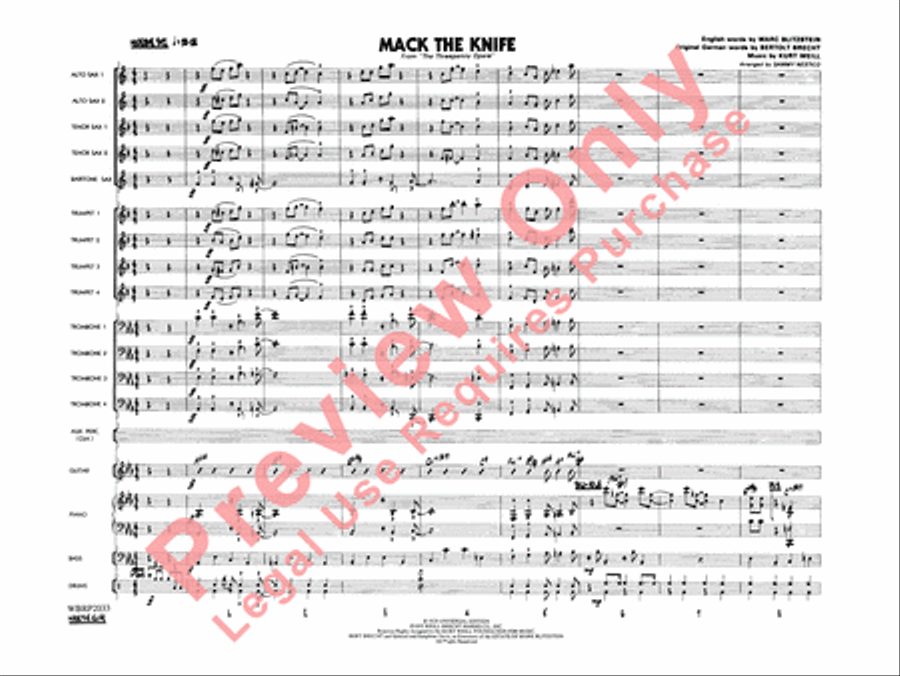Mack the Knife (from The Threepenny Opera) Jazz Ensemble scores gallery preview page 4