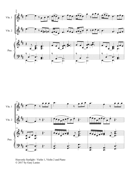 HEAVENLY SUNLIGHT (Trio - Violin 1 & 2 and Piano with Score/Parts) image number null