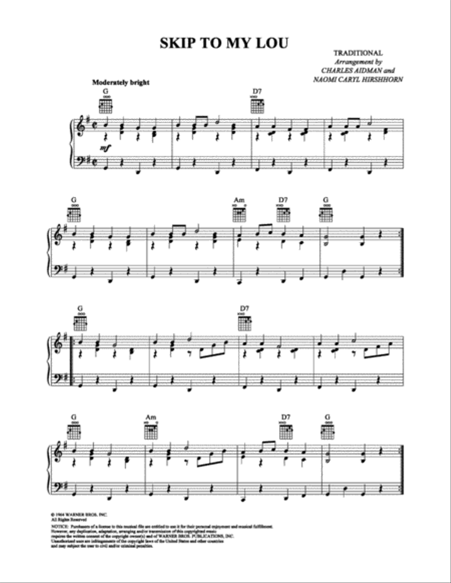 Skip to My Lou Piano Solo scores gallery preview page 1