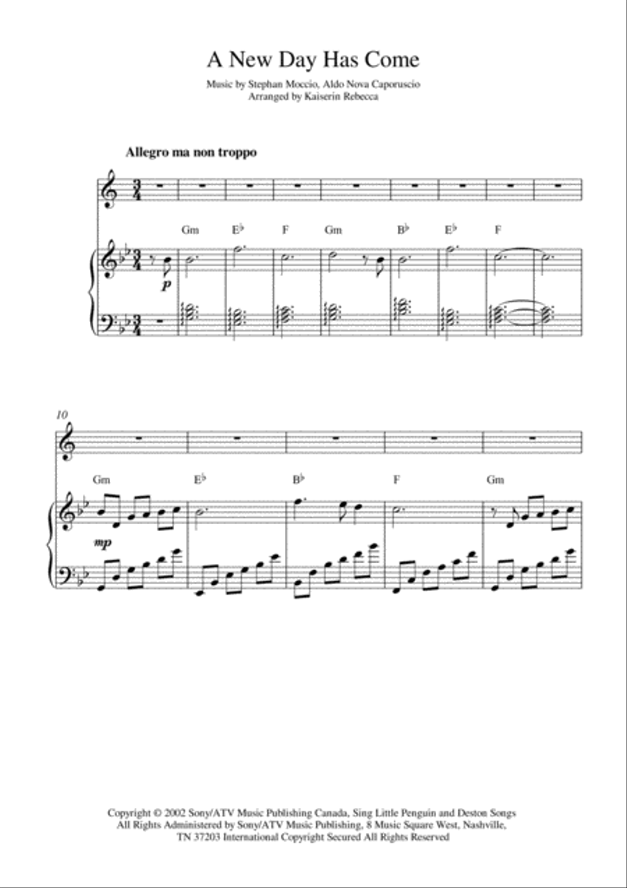 A New Day Has Come A New Day Has Come Tenor Saxophone scores gallery preview page 1