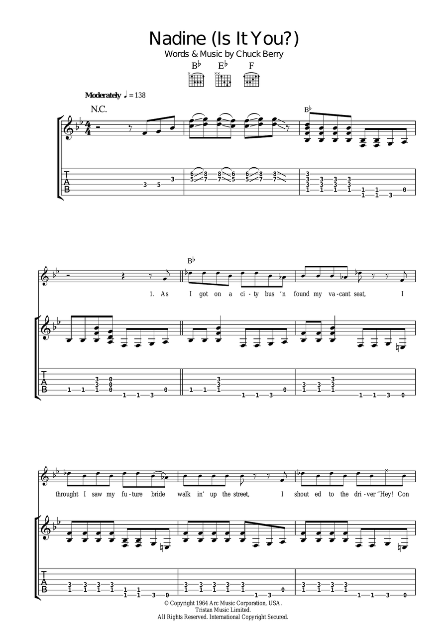 Nadine (Is It You) Guitar Tablature scores gallery preview page 1