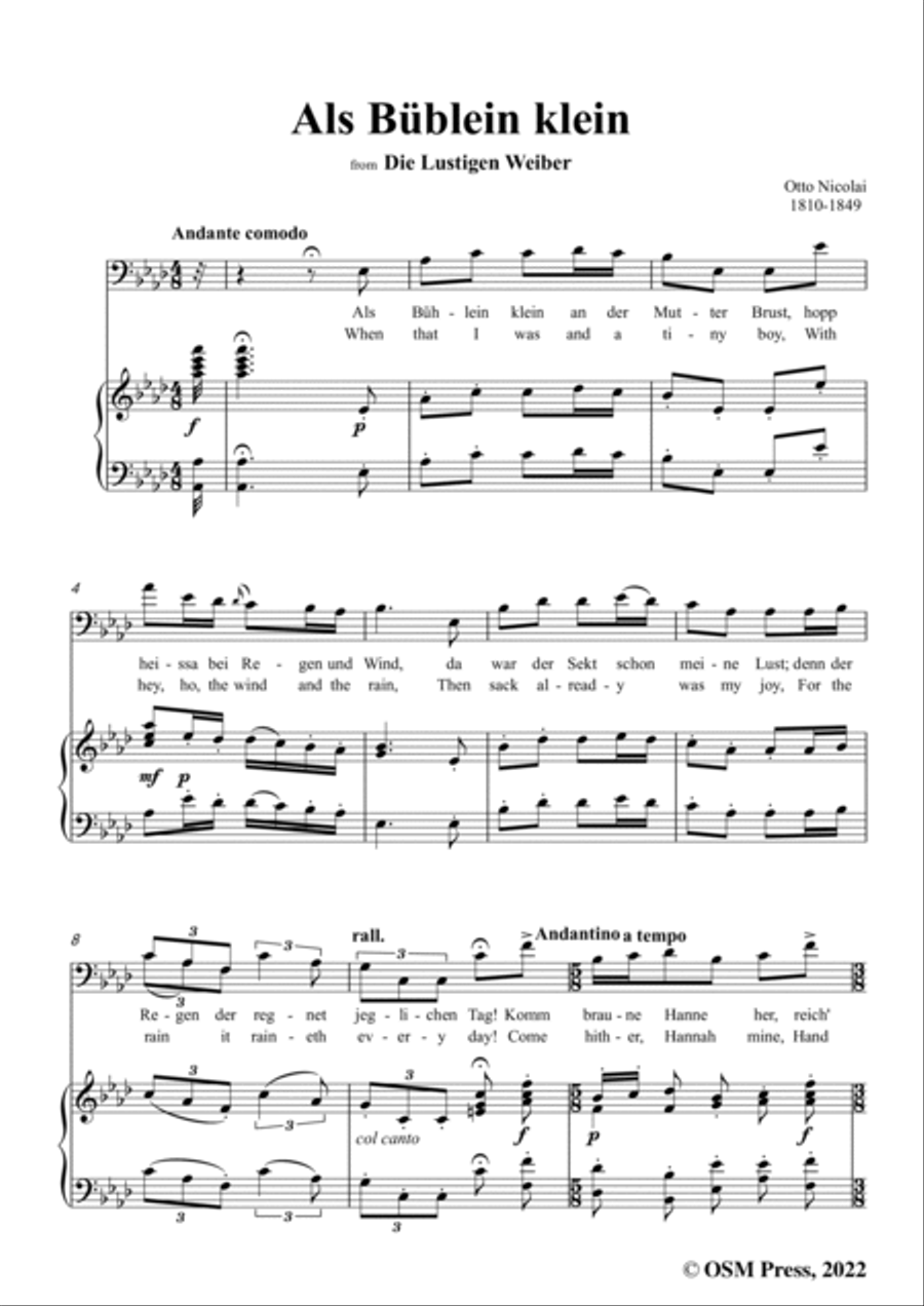 Nicolai-Als Bublein klein,in A flat Major,from Die Lustigen Weiber Voice scores gallery preview page 3