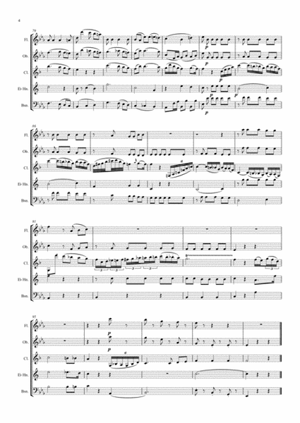 Mozart: Clarinet Concerto K622 Mvt.II Adagio (transposed into Eb) - wind quintet (clarinet feature) image number null