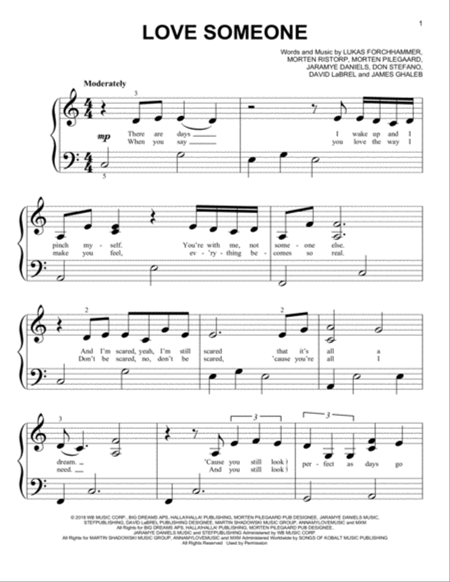 Love Someone Love Someone Easy Piano scores gallery preview page 1