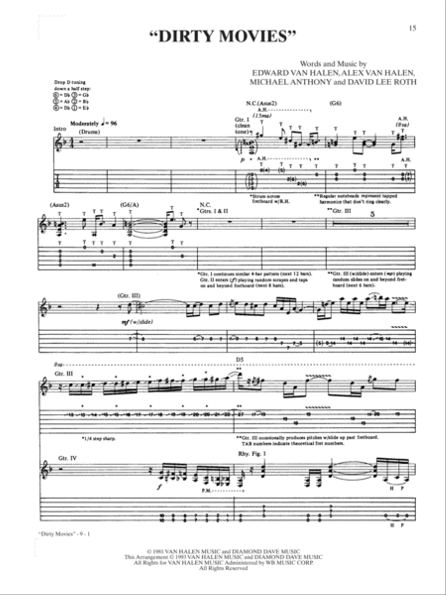 Dirty Movies Dirty Movies Guitar Tablature scores gallery preview page 1